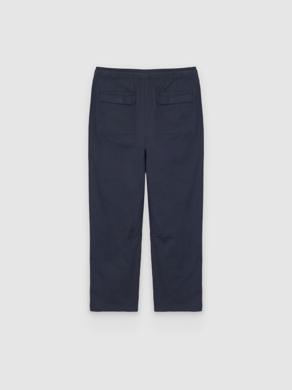  High-waisted cotton jogger navy front view