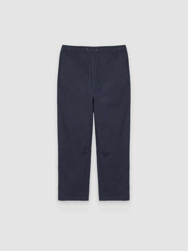 Jogger de algodão de cintura alta azul marinho vista traseira