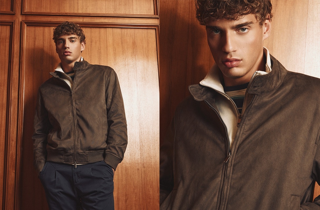 Quilted suede jacket brown middle front view