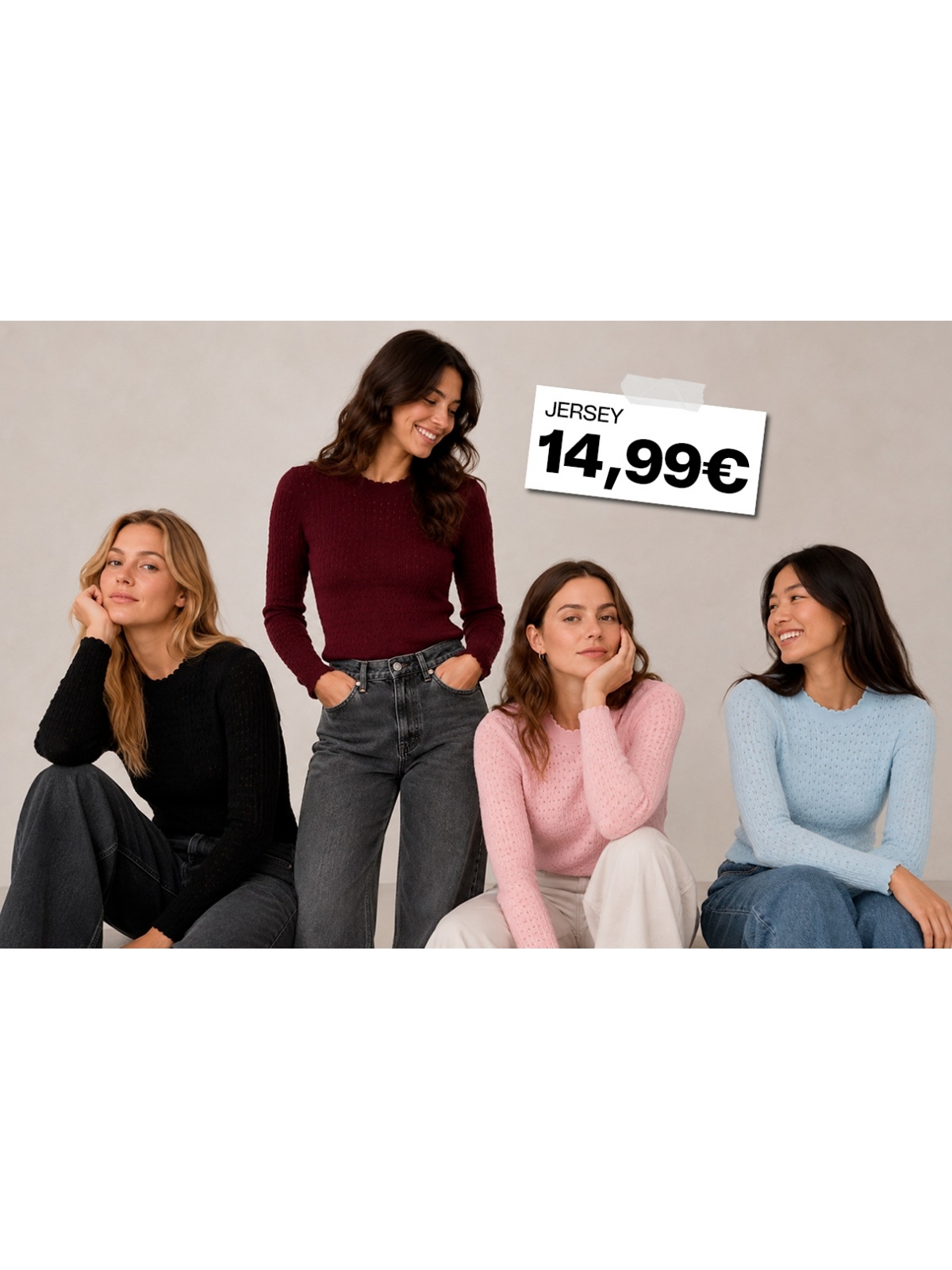 %Extra%%Cover% Jersey calado cuello redondo slim