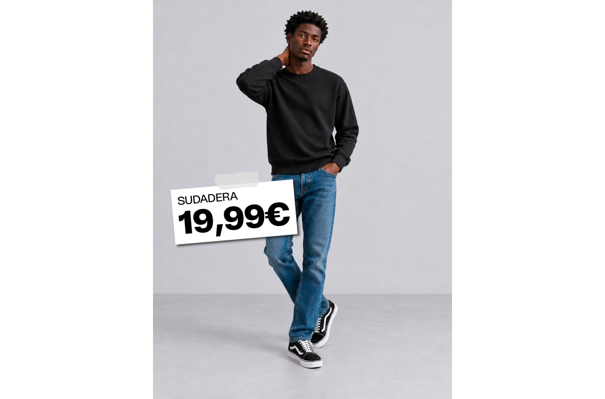 Sudadera básica oversize negro vista media frontal