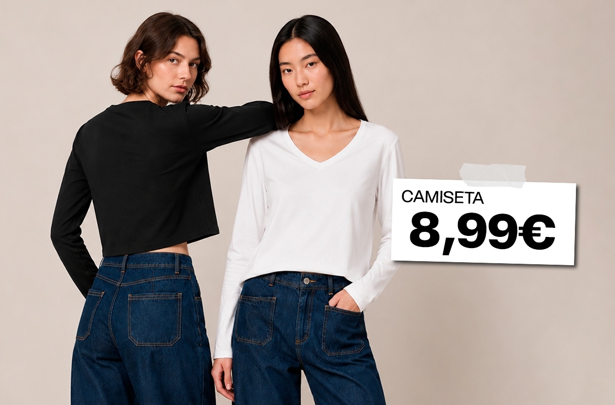  Camiseta básica gola V manga longa branco vista frontal