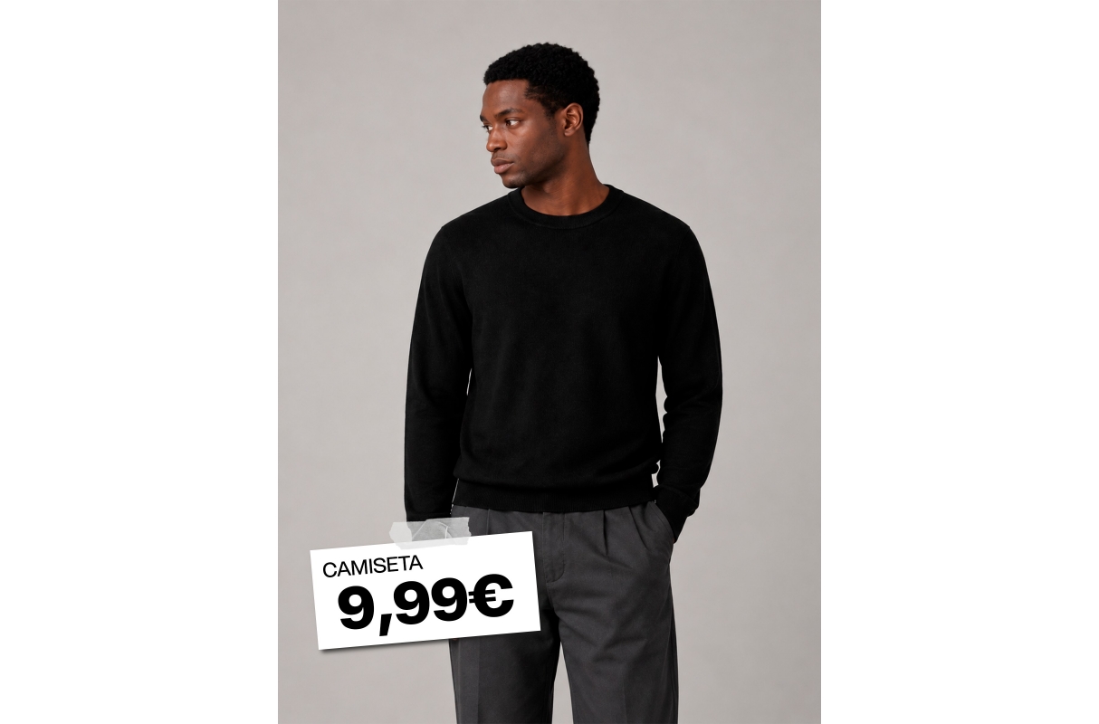 Basic long sleeve t-shirt black middle front view