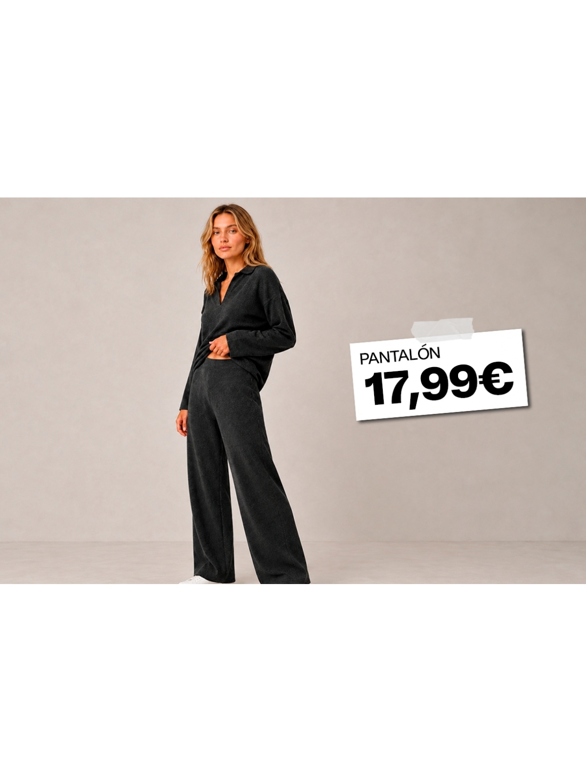 %Extra%%Cover% Calça wide leg de cintura alta