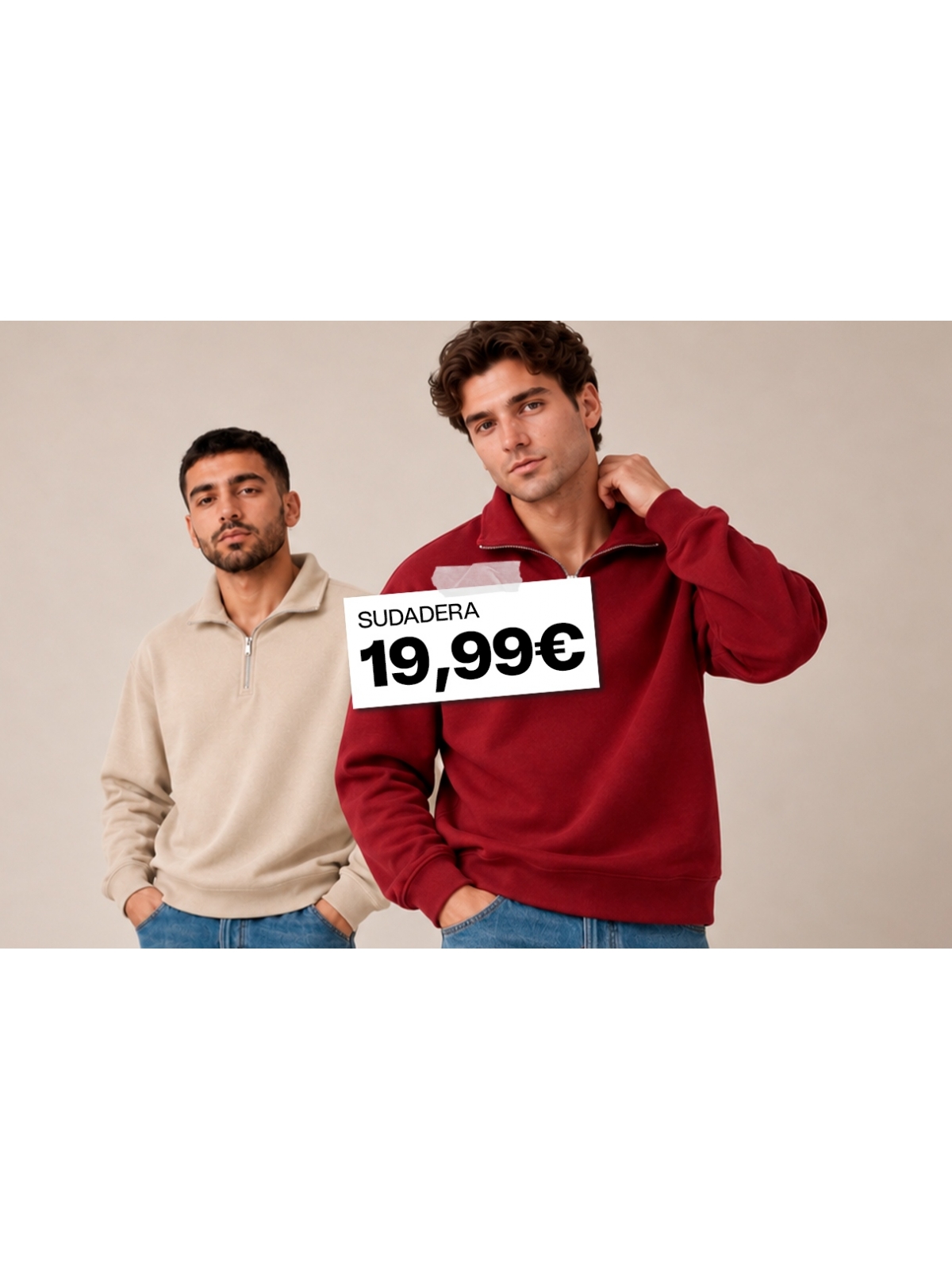 %Extra% %Cover% Sudadera cremallera semicisne lisa granate