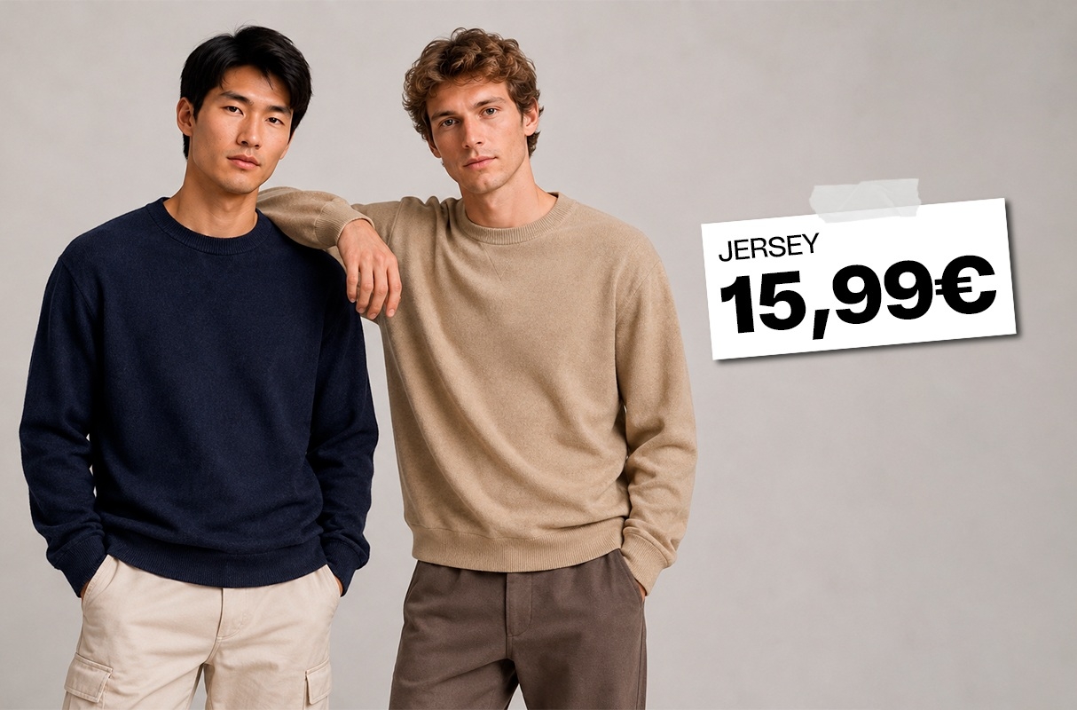 Plain knit jersey crew neck navy middle front view
