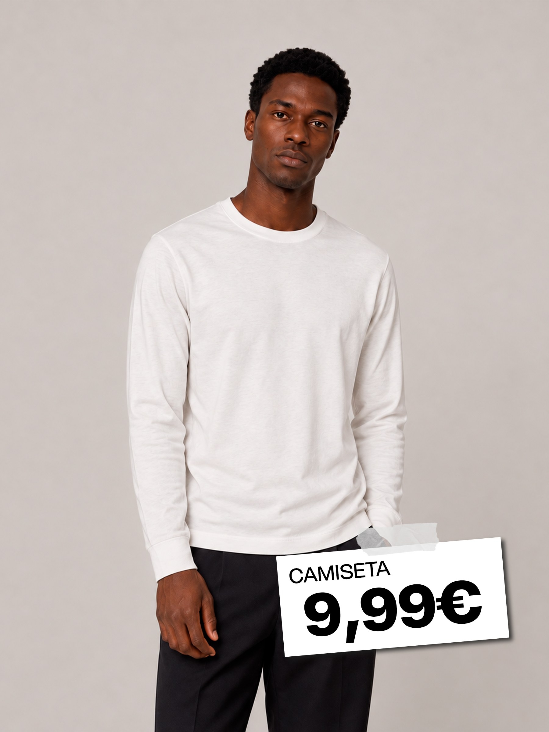 Basic long sleeve t-shirt white middle front view