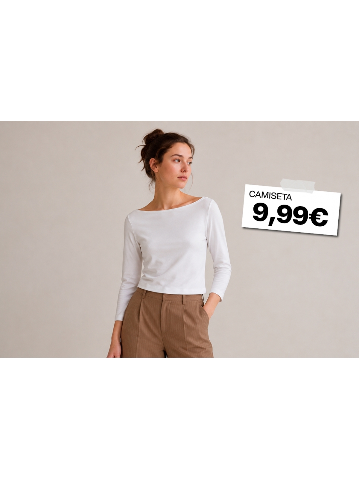 %Extra%%Cover% Camiseta básica cuello barco algodón