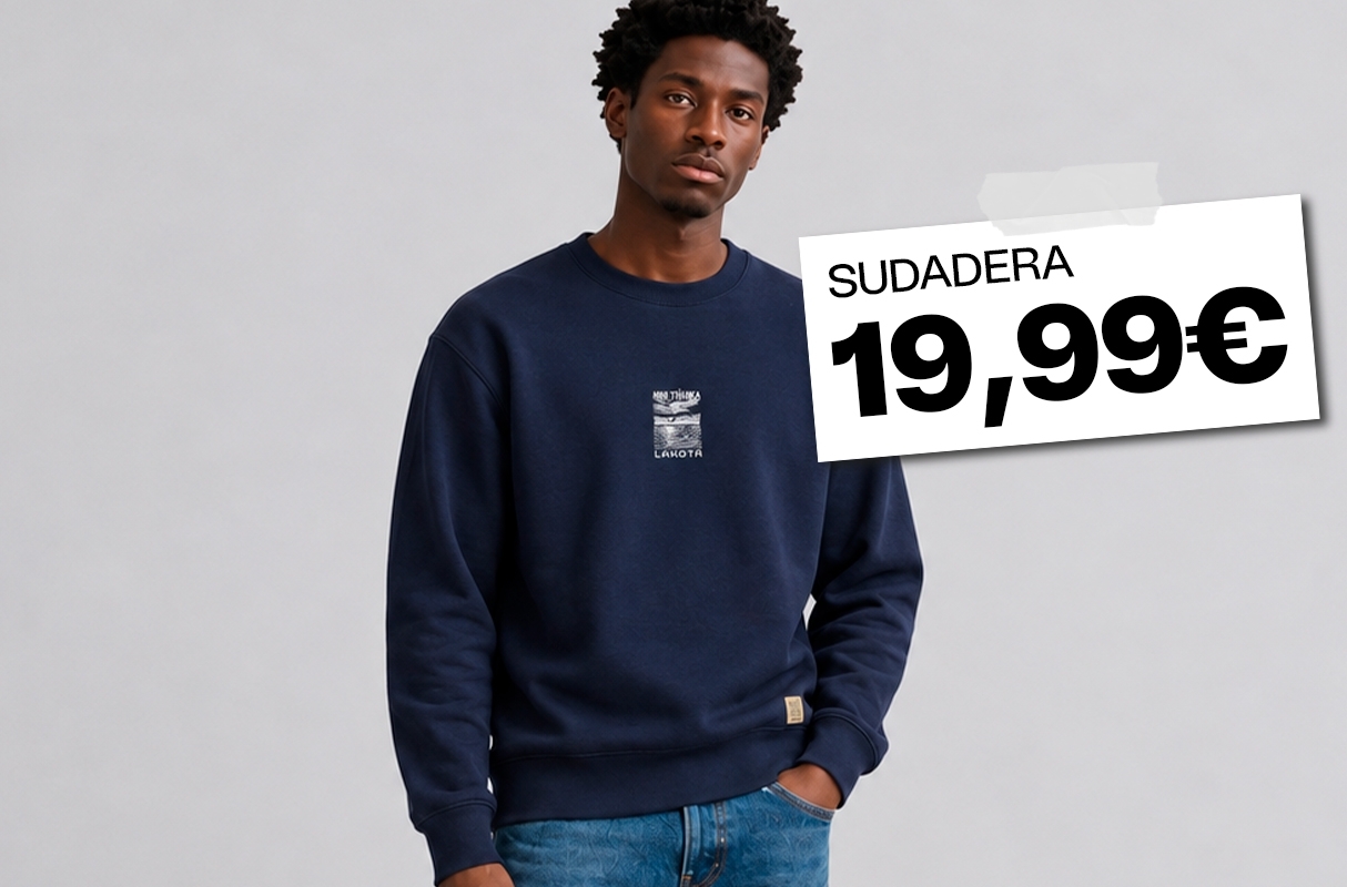 Sudadera nature cuello redondo azul marino vista media frontal