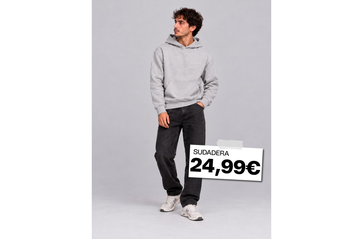 Basic regular hoodie light grey middle front view