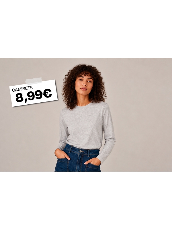  Camiseta manga larga básica algodón