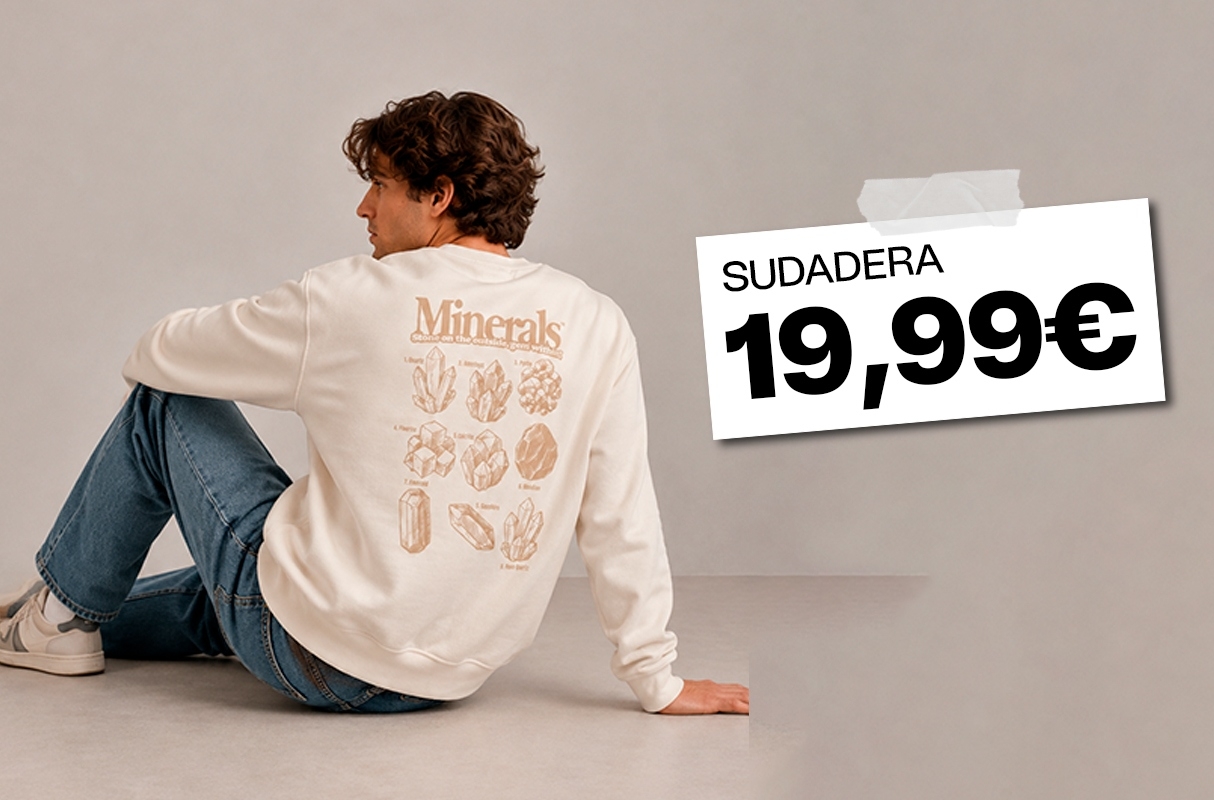 Sudadera minerals oversize crudo vista media frontal