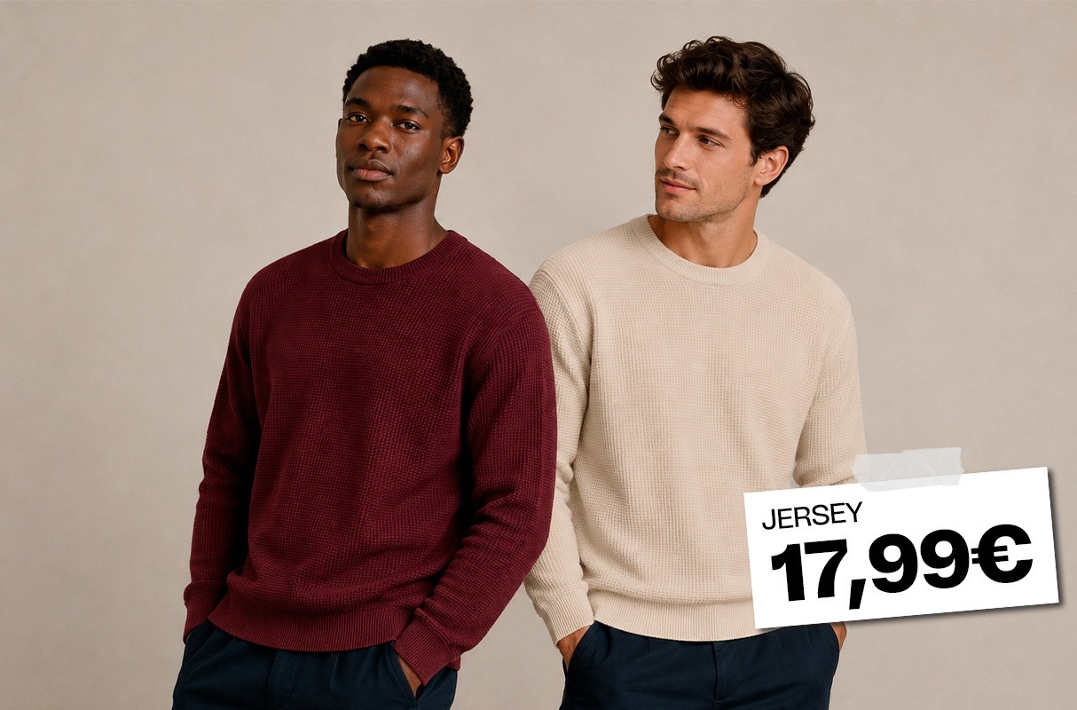  Jersey regular de punto liso cuello redondo granate vista frontal