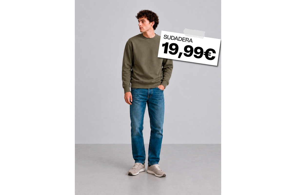Moletom básico oversized cinza melange vista meia frontal