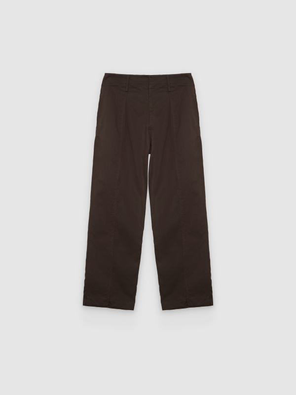  Pantalón carrot wide leg chocolate vista frontal
