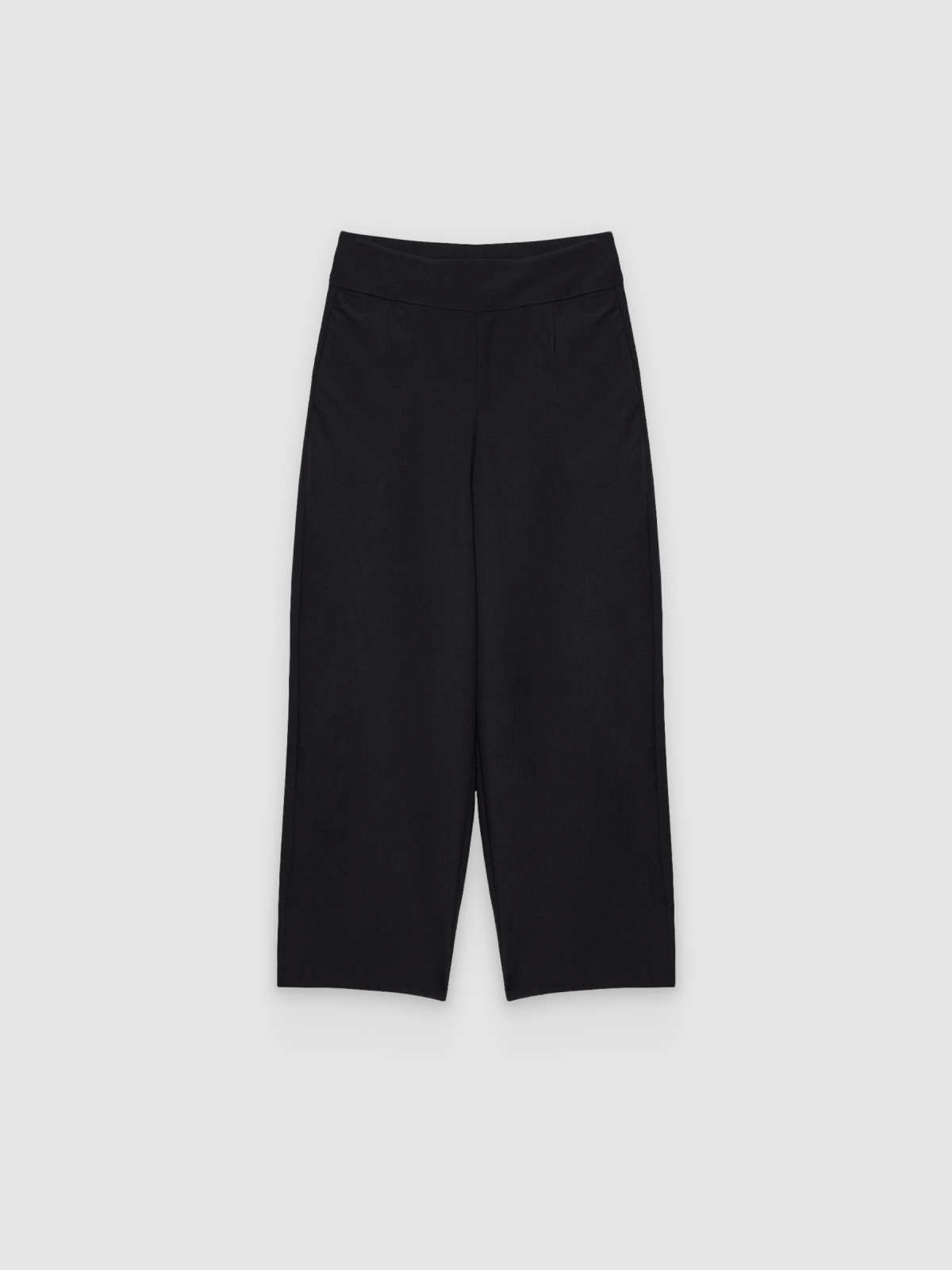 %Pto% Calça balloon com pregas cintura alta preto vista frontal