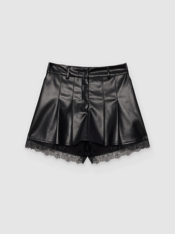  Falda pantalón efecto piel encaje negro vista frontal