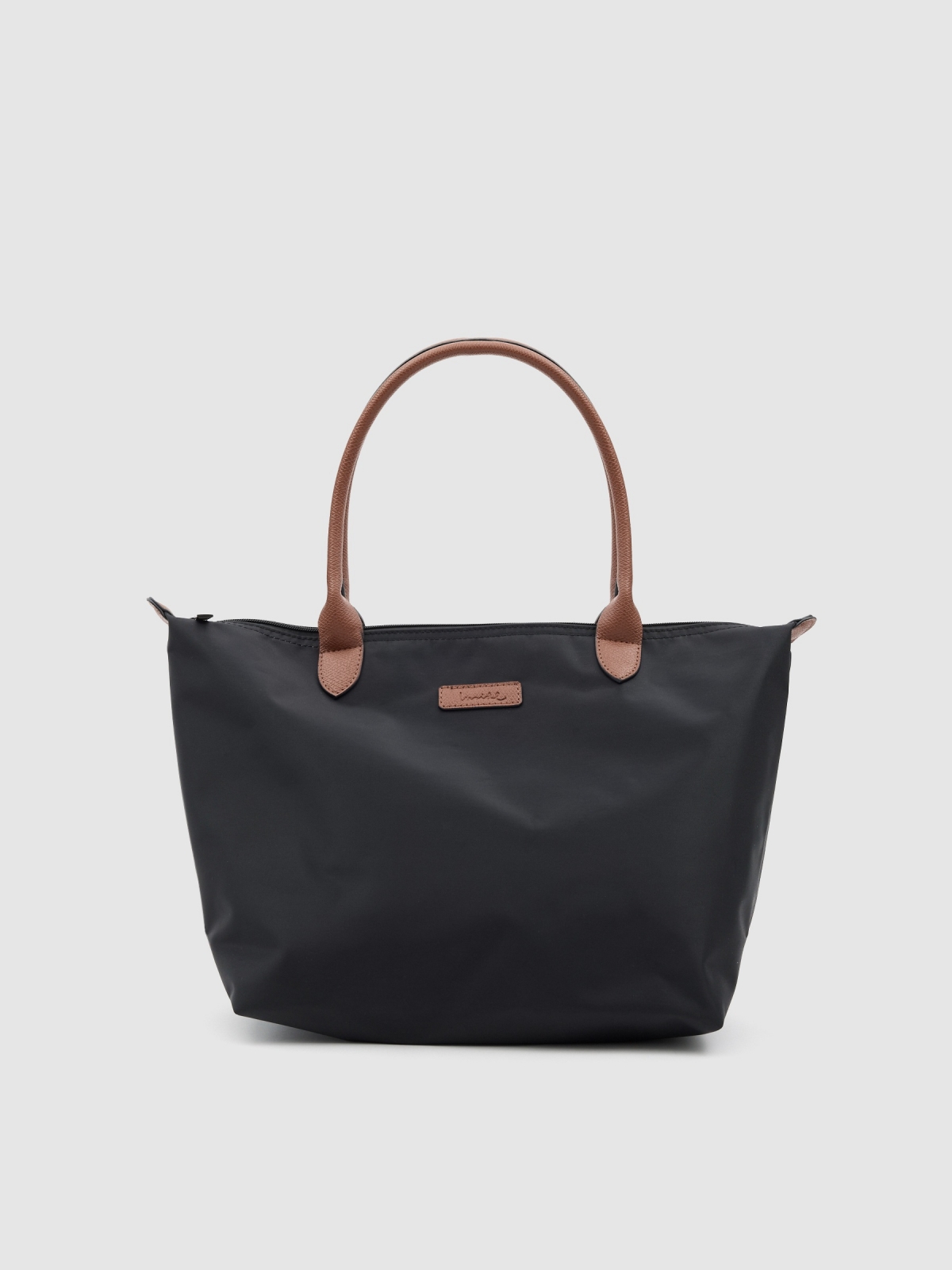 Shopper de lona preta preto vista geral frontal
