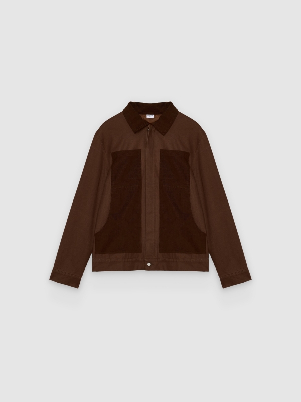  Contrasting corduroy jacket brown front view