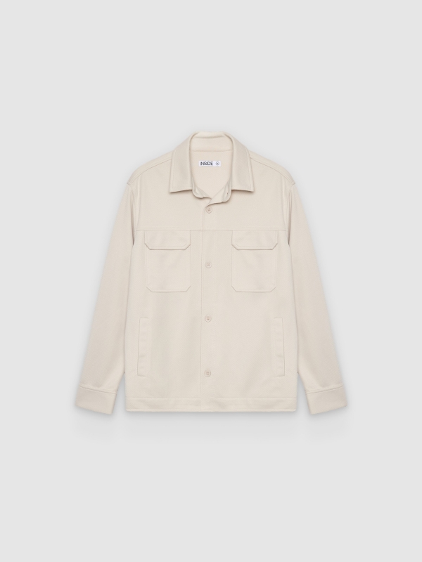  Plain cotton overshirt raw front view