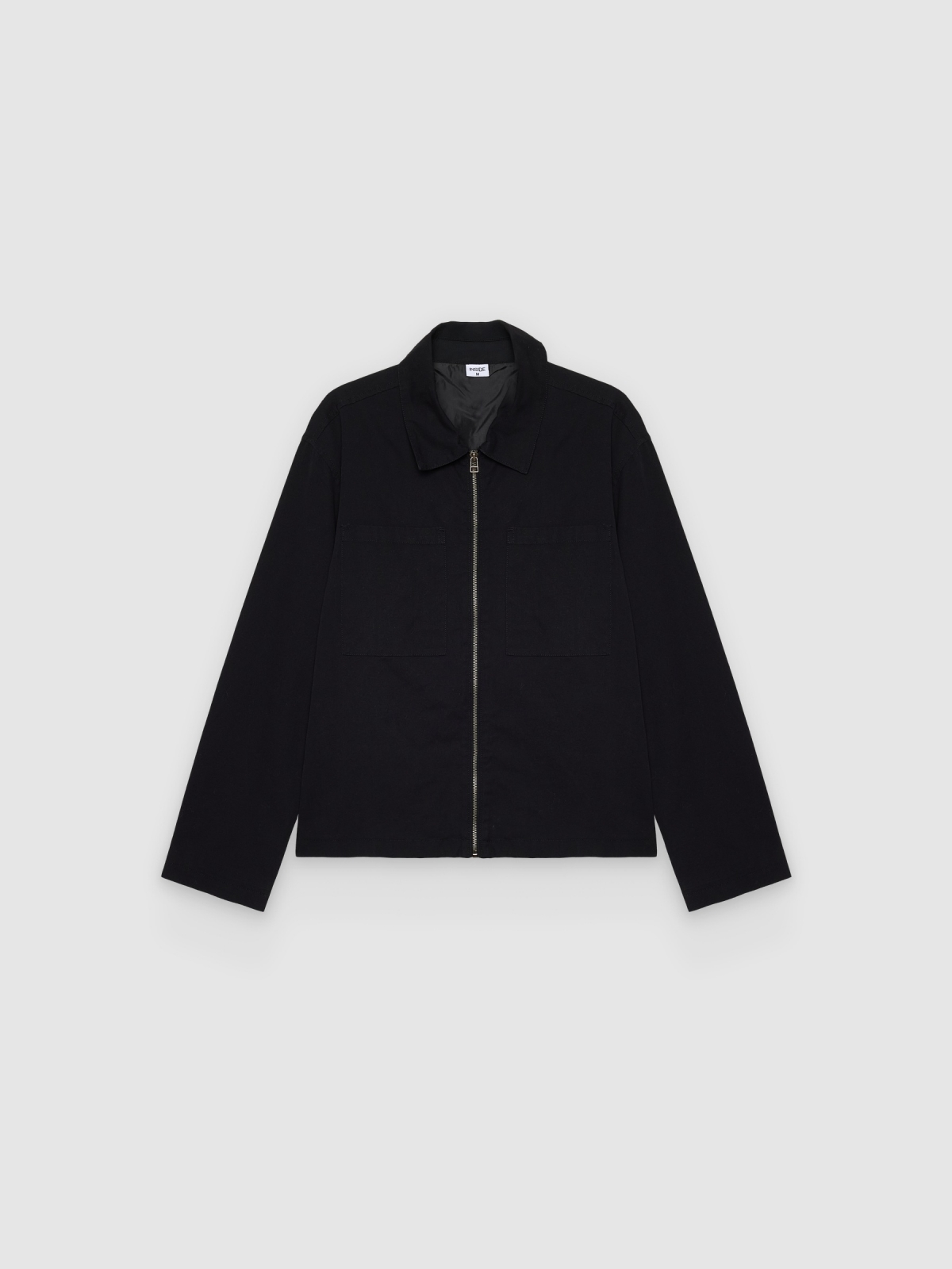 %Pto% Sobrecamisa de sarja com zíper preto vista frontal