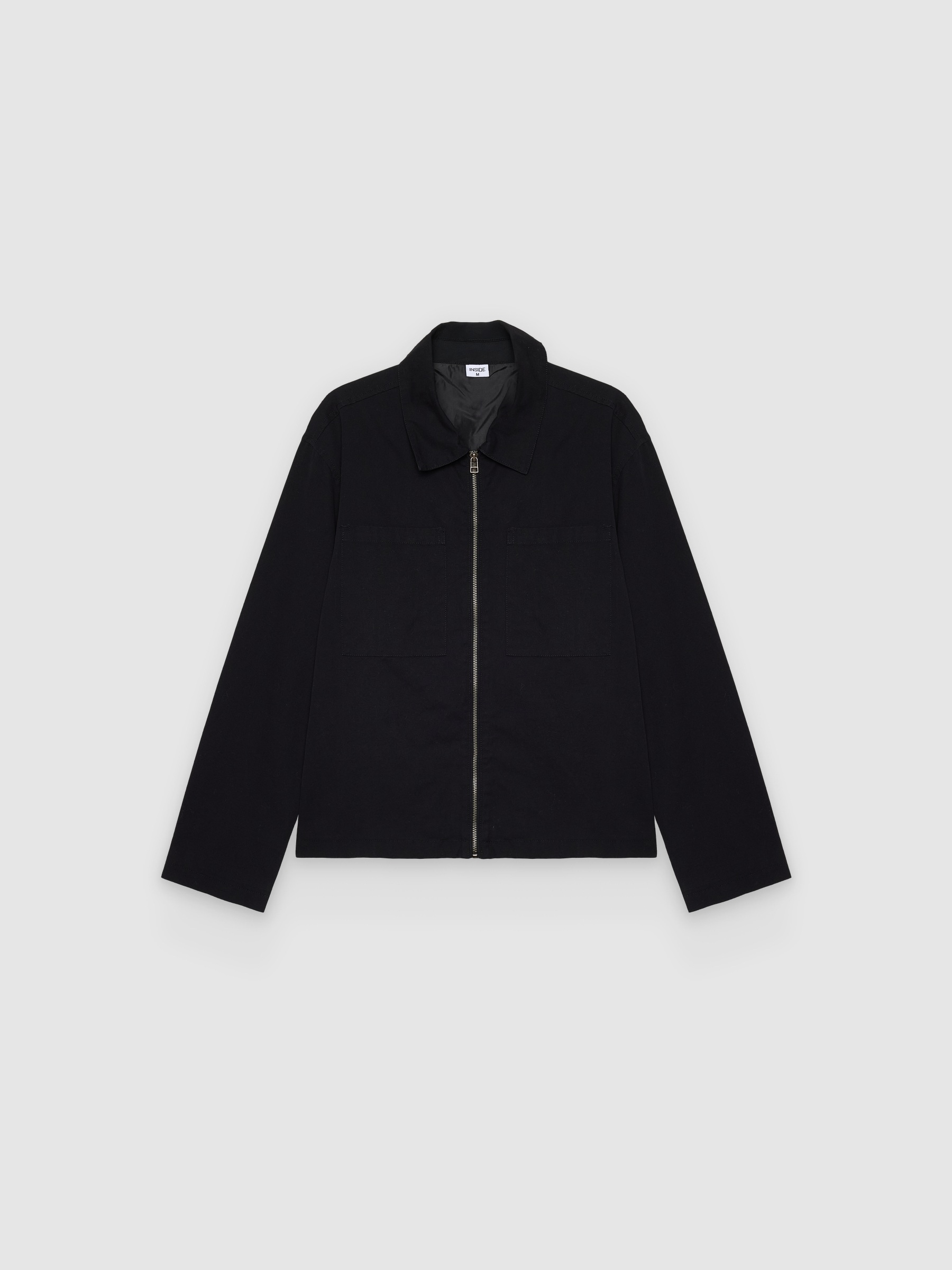  Sobrecamisa de sarja com zíper preto vista frontal
