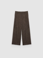 %Pto% Calça de alfaiataria ampla jacquard marrom escuro vista frontal