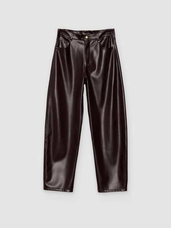  Faux leather balloon pants chocolate front view
