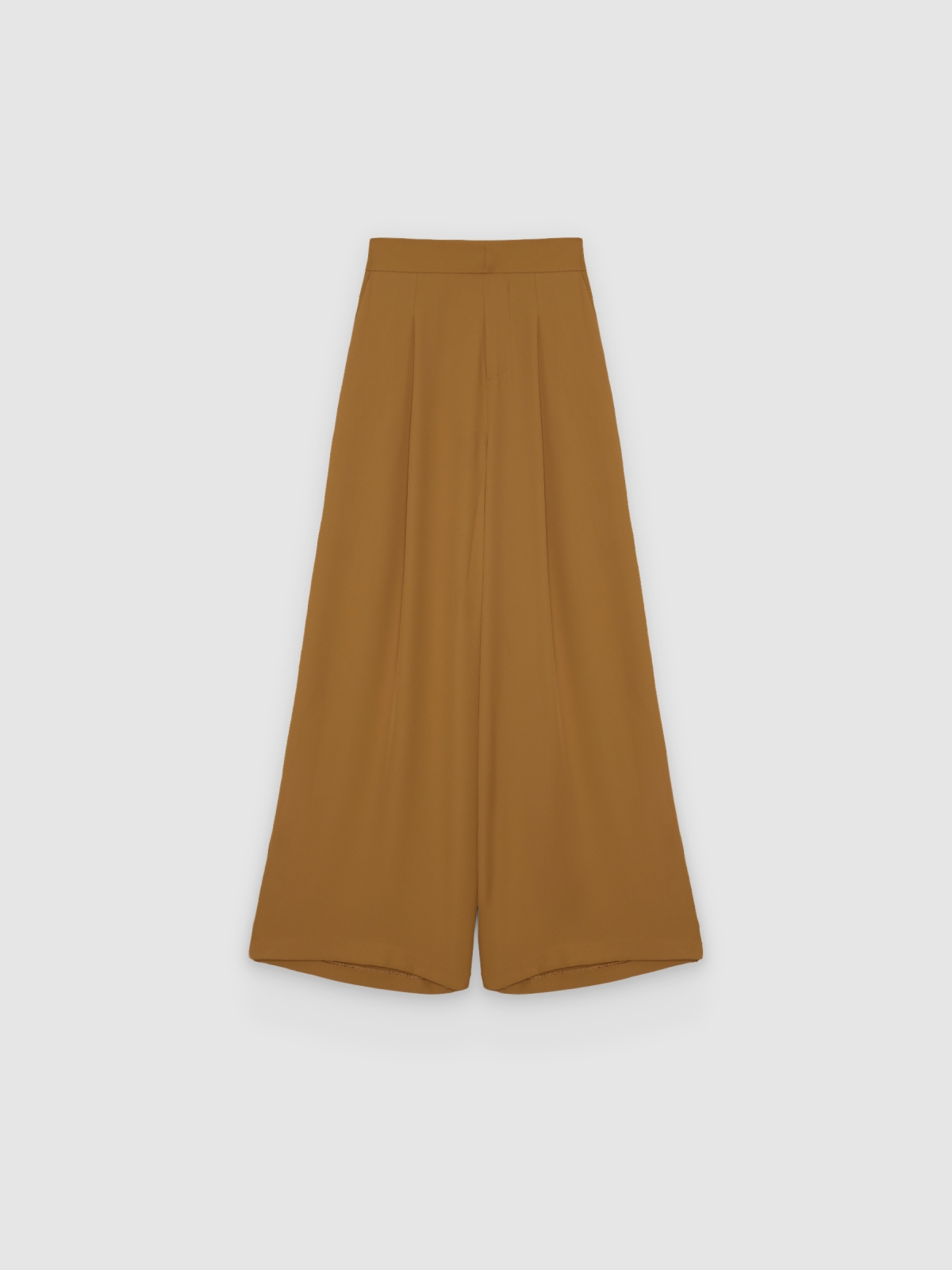 %Pto% High-waisted palazzo pants brown front view