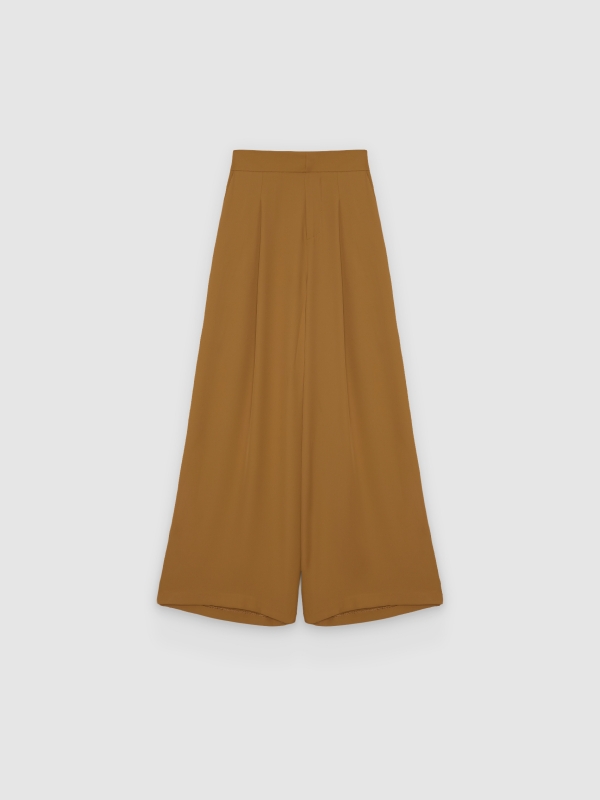  High-waisted palazzo pants brown front view