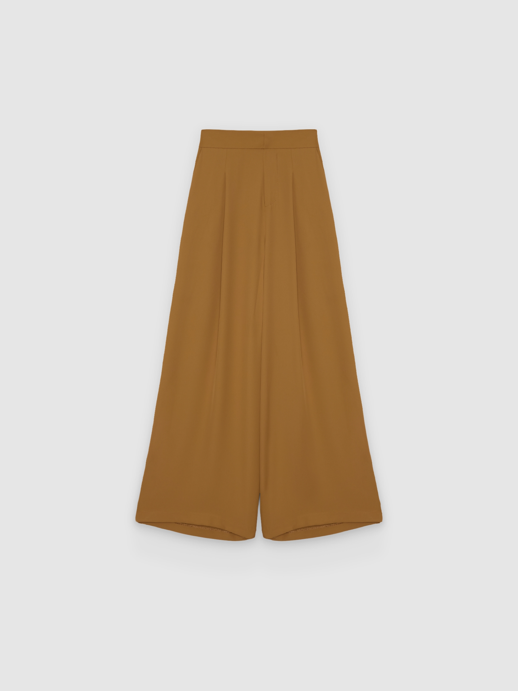%Pto% High-waisted palazzo pants brown front view