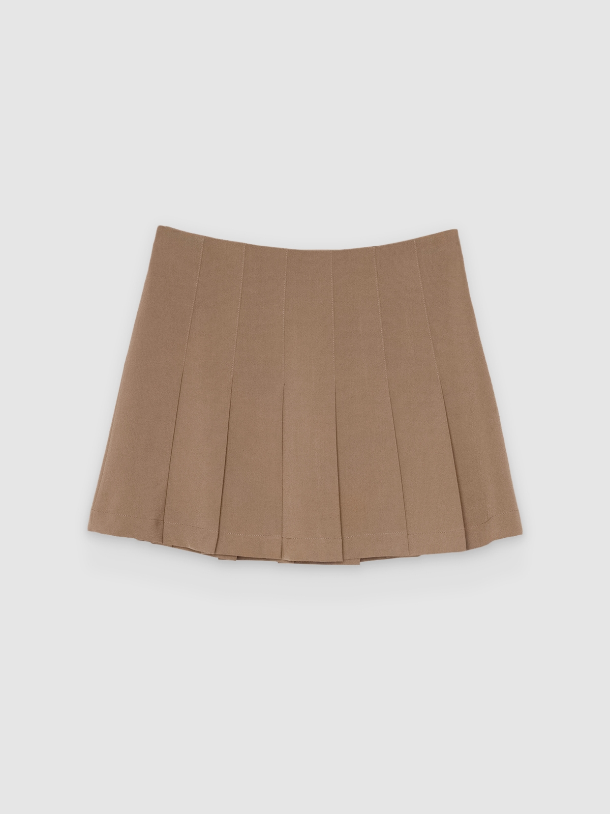 %Pto% Saia mini pregas alfaiataria taupe vista frontal