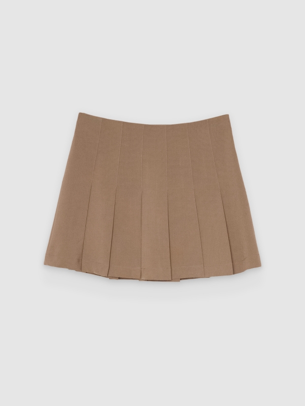  Mini pleated skirt tailoring taupe front view