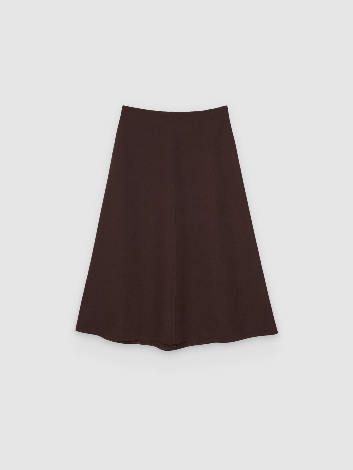 %Pto% Falda midi lisa de vuelo chocolate vista frontal