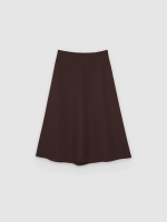 %Pto% Falda midi lisa de vuelo chocolate vista frontal