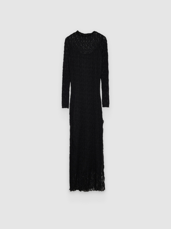  Vestido maxi encaje ajustado negro vista frontal