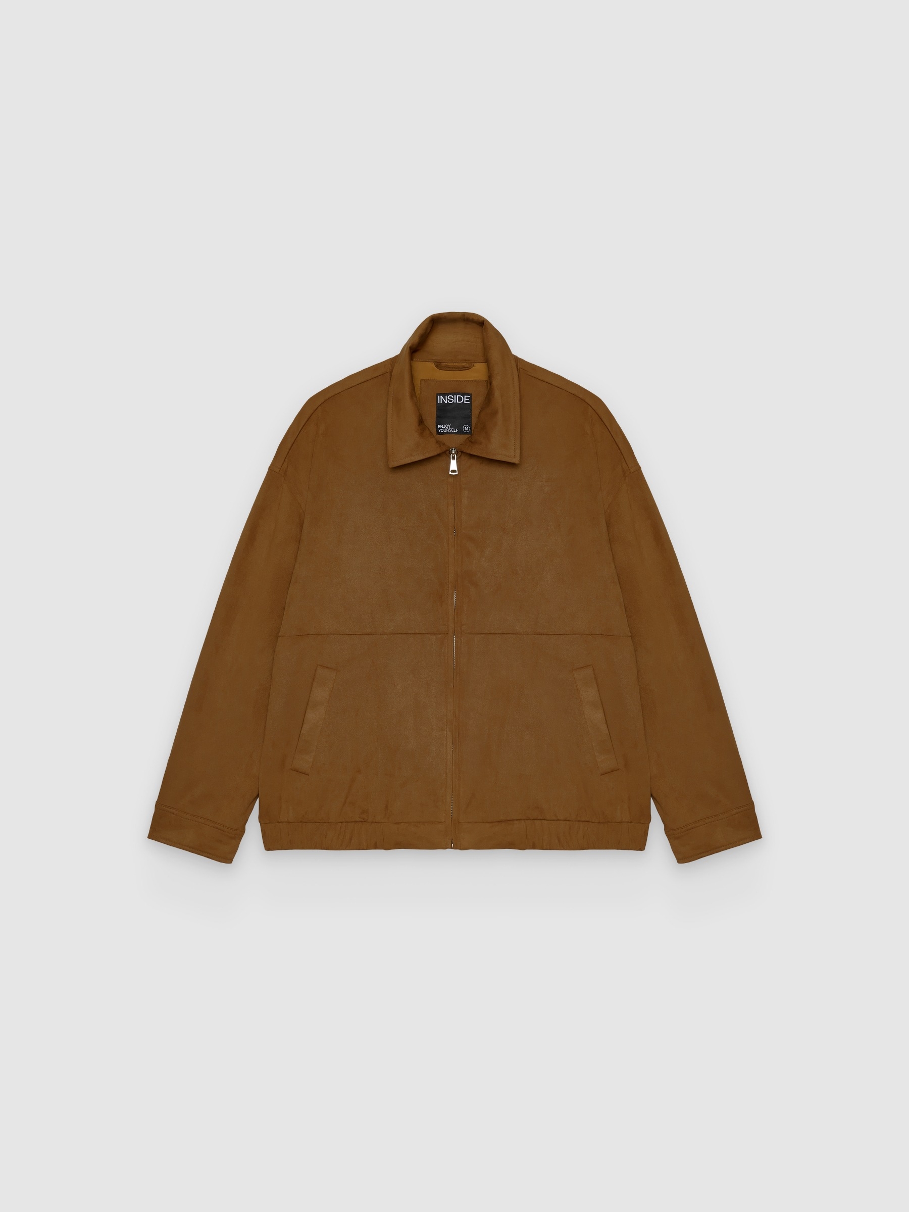 %Pto% Cazadora bomber oversize antelina marrón tostado vista frontal