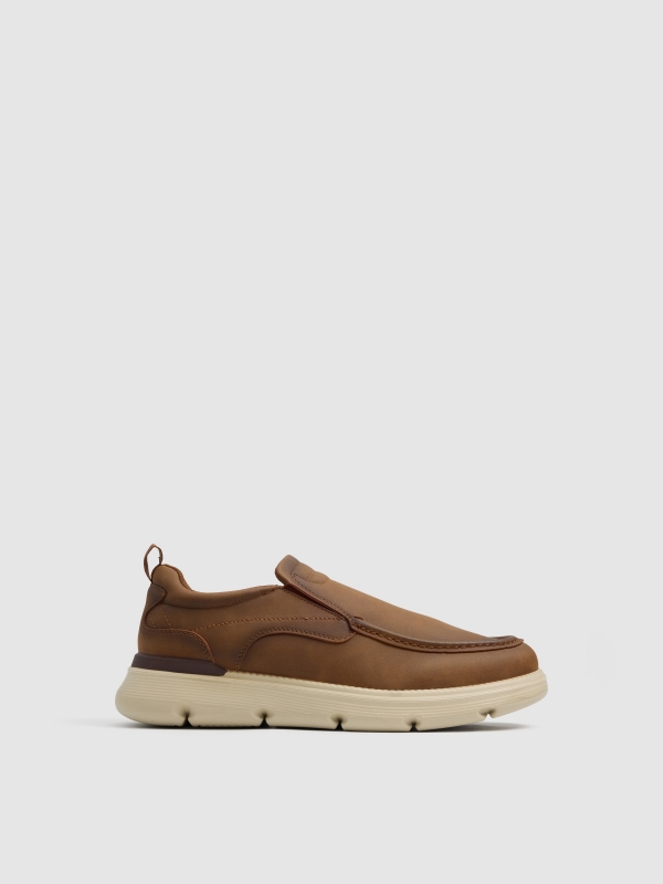 Mocasín casual de polipiel camel