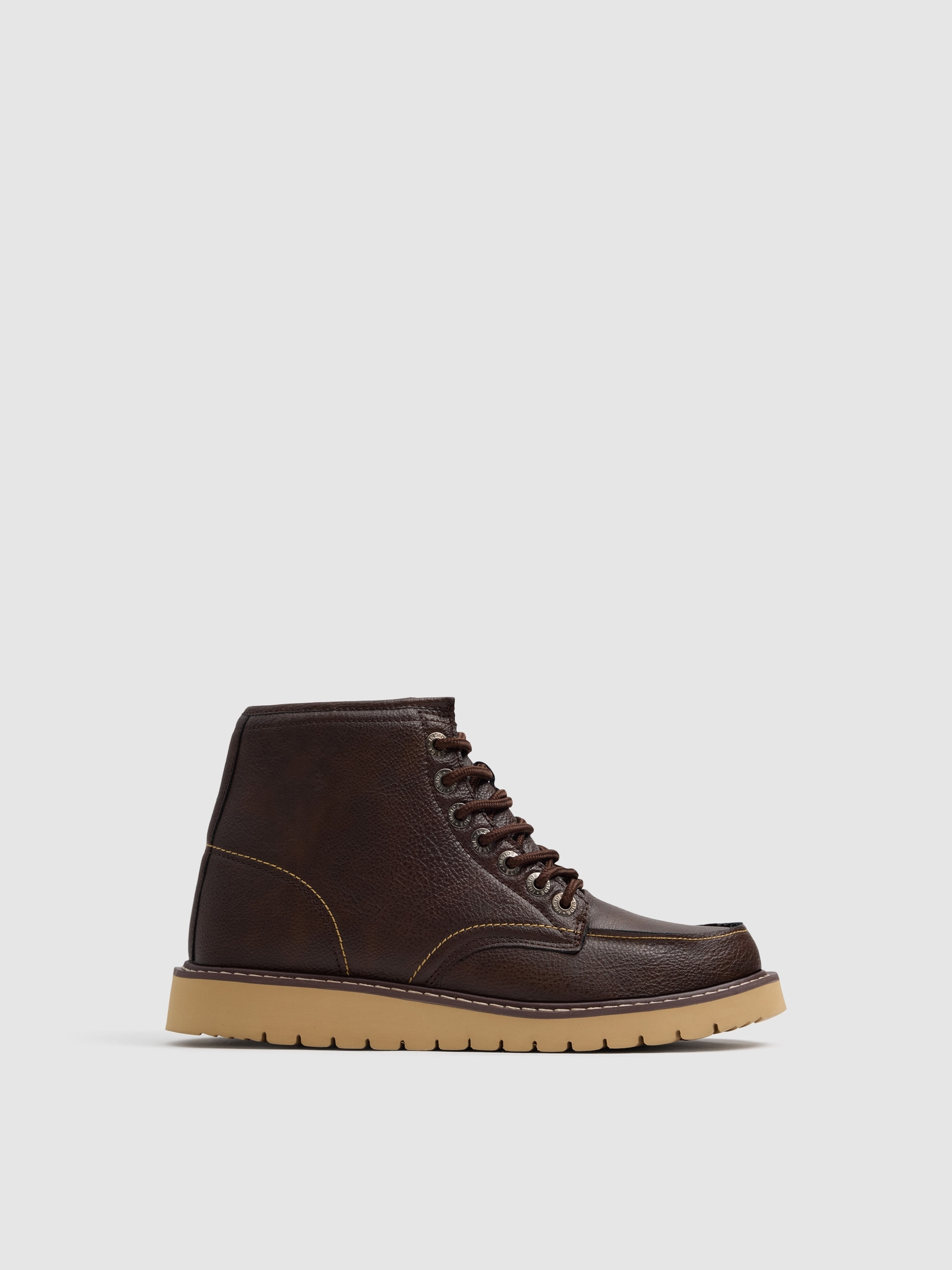 Bota casual de couro sintético marrom marrom