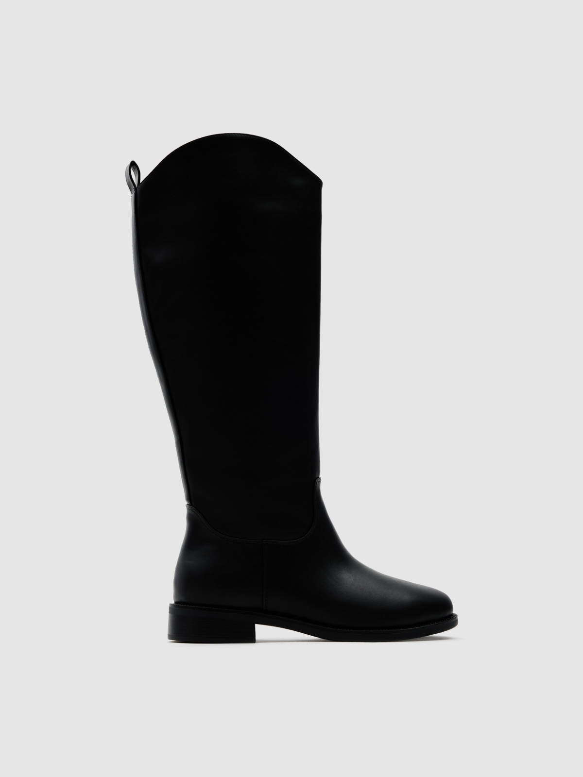 Bota de equitação alta de microfibra preto