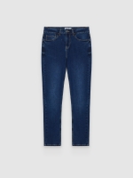 %Pto% Jeans slim tiro alto denim azul vista frontal