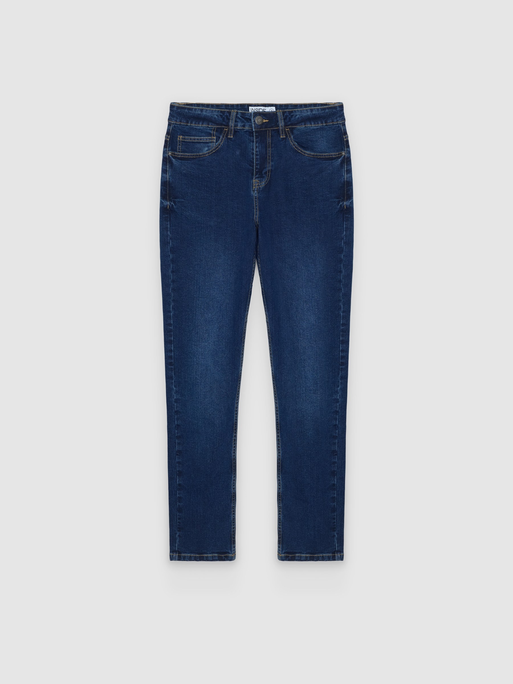  Jeans slim tiro alto denim azul vista frontal