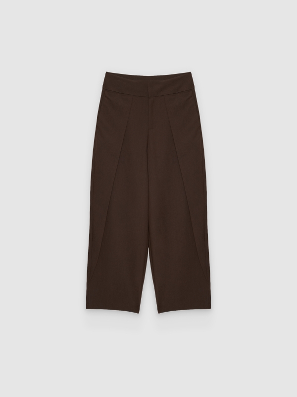 Calça balloon com pregas cintura alta chocolate vista traseira