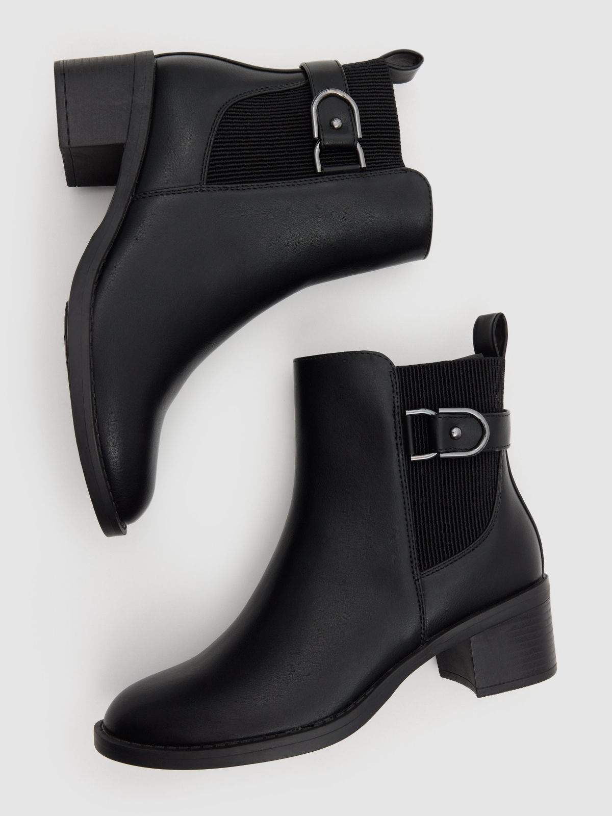 Chelsea ankle boot medium heel buckle black detail view