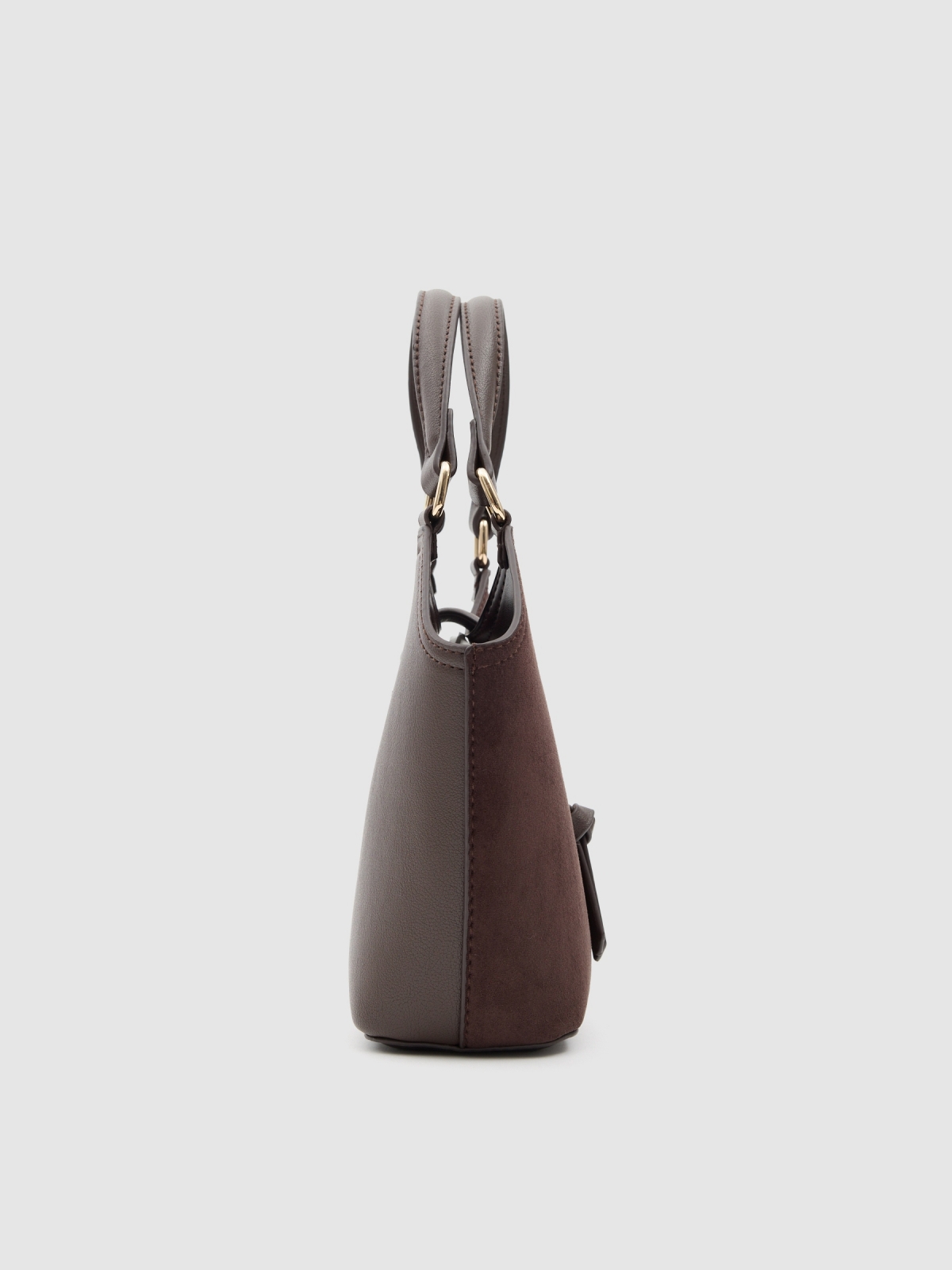 Shoulder bag leather effect dark brown back view
