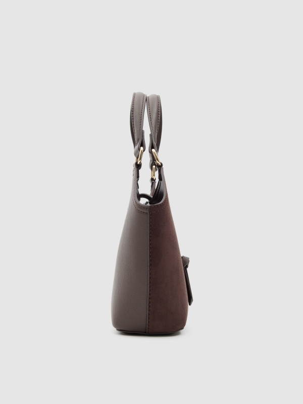 Shoulder bag leather effect dark brown back view