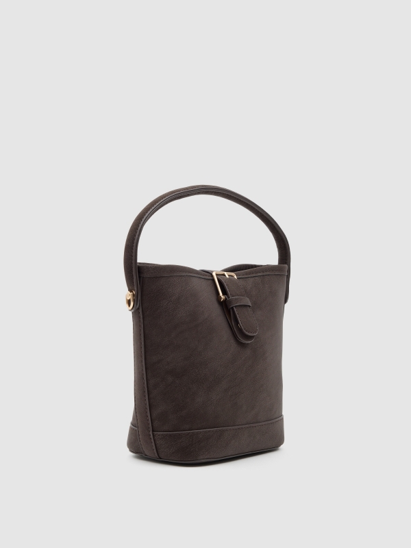 Shoulder bag with gold buckle dark brown back view