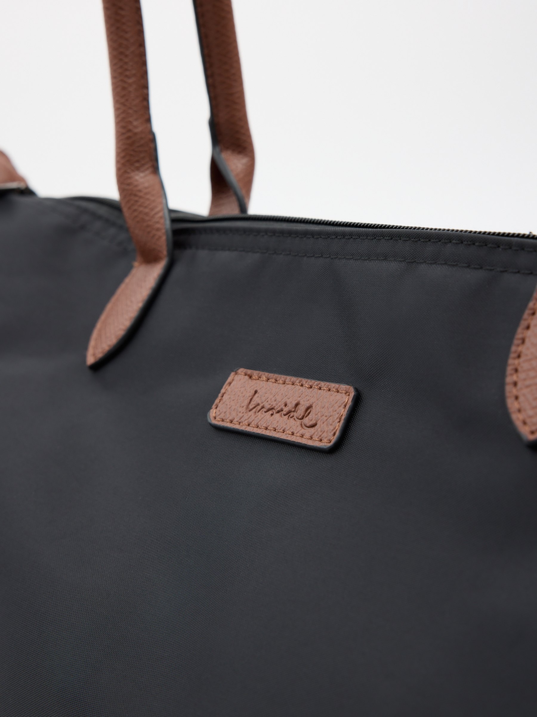 Shopper de lona preta preto vista geral frontal