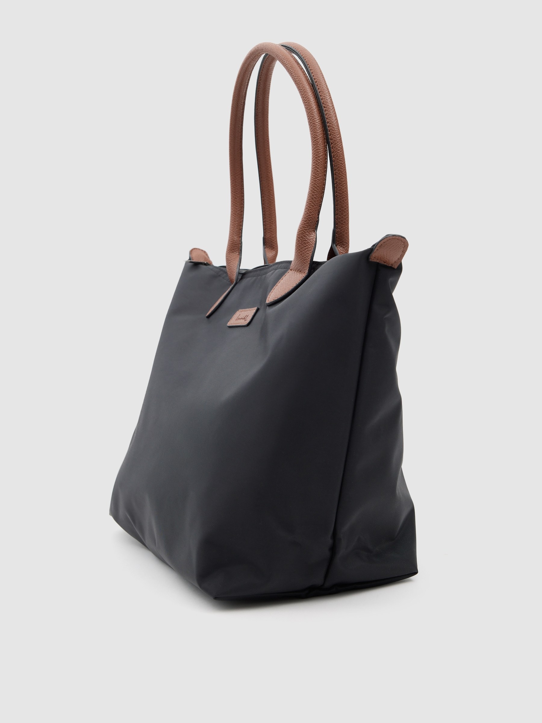 Shopper de lona preta preto vista geral frontal