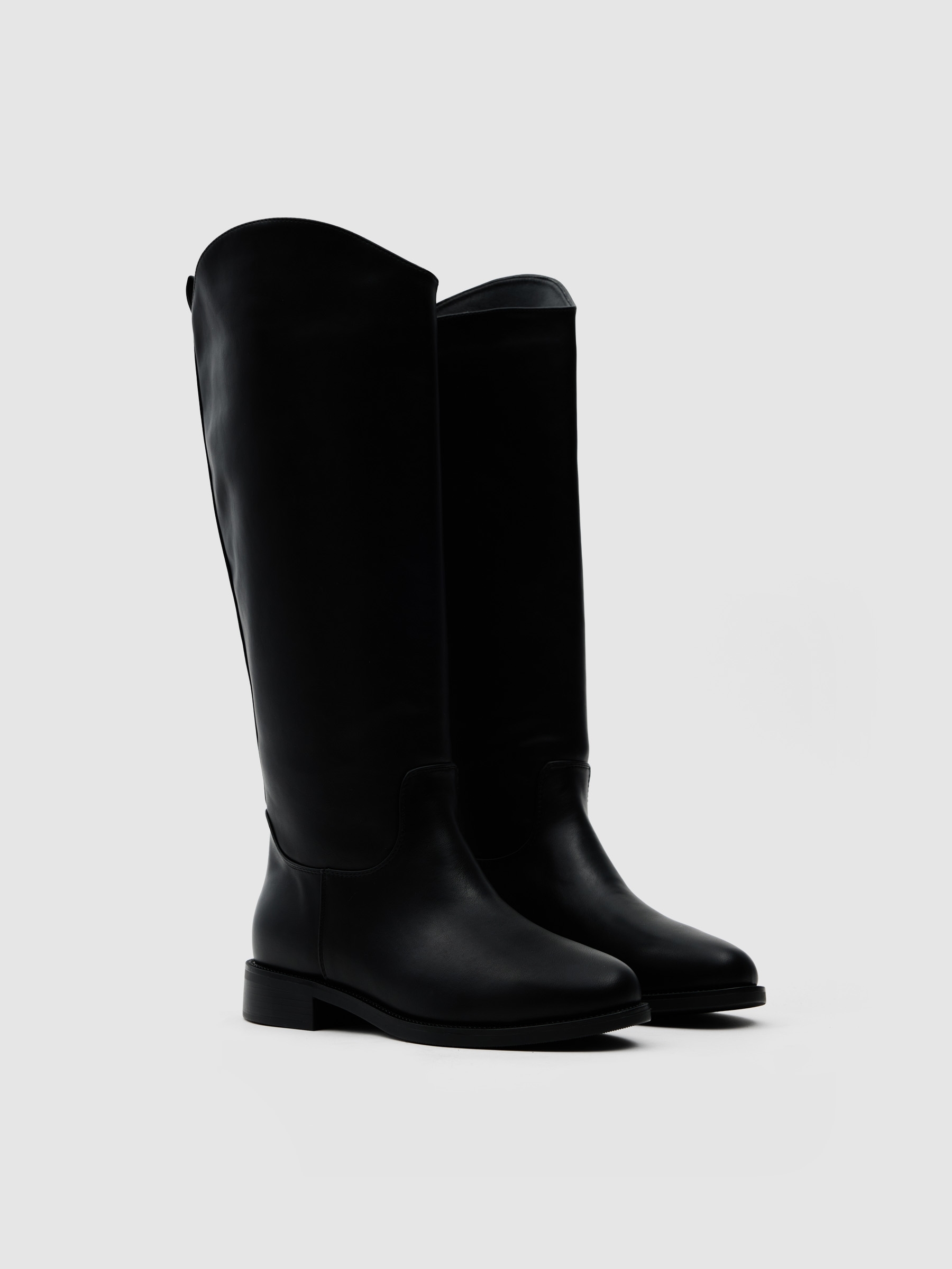Bota de equitação alta de microfibra preto